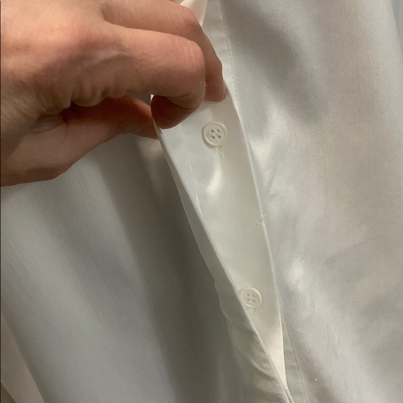 Lafayette 148 New York White Long Cotton Blouse Split Sides Size large - Picture 11 of 16